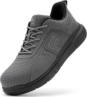 FitVille Wide Fit Safety Trainers for Men Lightweight Composite Toe Work Shoes Non Slip Industrial Construction Warehouse Shoe