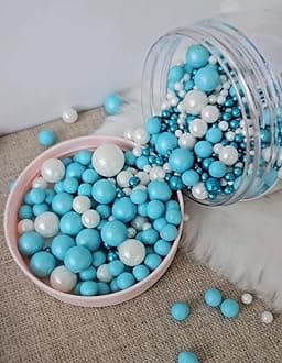 Metallic/Shimmer Balls Edible Cupcake Cake Topper Sprinkles (35g Pouch) (Blue Metallic Mix)