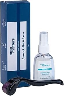 Man Matters Derma Roller With Disinfectant 540 Micro 0.5mm Titanium Alloy Needles Reduces Hair Fall & Stimulates Hair Follicles Easy to use Safe and Effective 1 Count (Pack of 1) Black