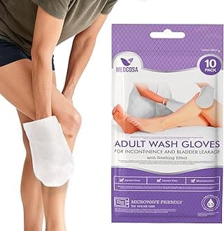 Medcosa Adult Washcloths - Unique Disposable Body Wipes Shaped Like a Glove - Unscented, Premoistened Wet Wipes - Pack of 10 Wash Cloths