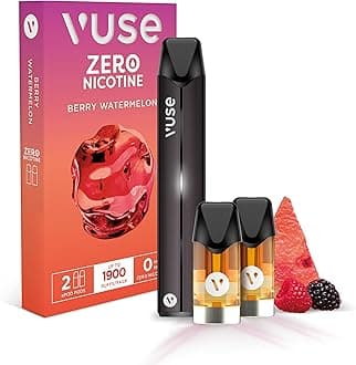 Vuse Pro Vape Kit, Slim Design, Fast Charging, Splash-Resistant, reusable vape, rechargeable vape, refillable vape, with Creamy Tobacco 0mg vape pods x2, no nicotine, no tobacco, Black