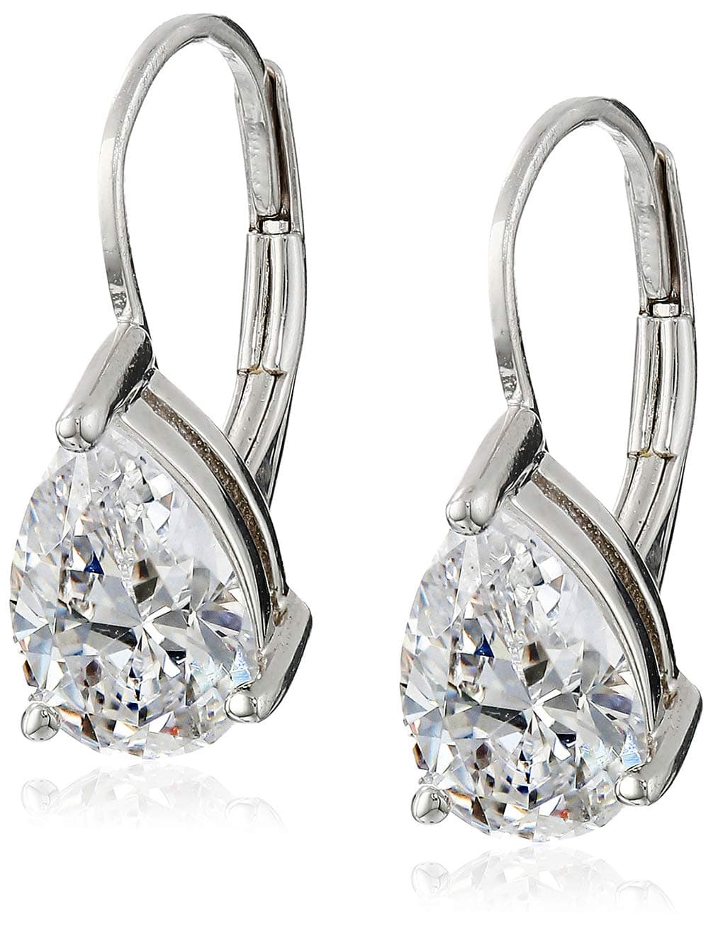 Sterling Silver or Gold Plated Sterling Silver Pear Cut Cubic Zirconia Leverback Earrings