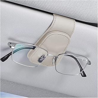 AICEL Sunglasses Holders for Car Sun Visor, Leather Eyeglasses Hanger Mounter, Magnetic Glasses Holder and Ticket Card Clip, Auto Interior Accessories Universal for SUV Pickup Truck