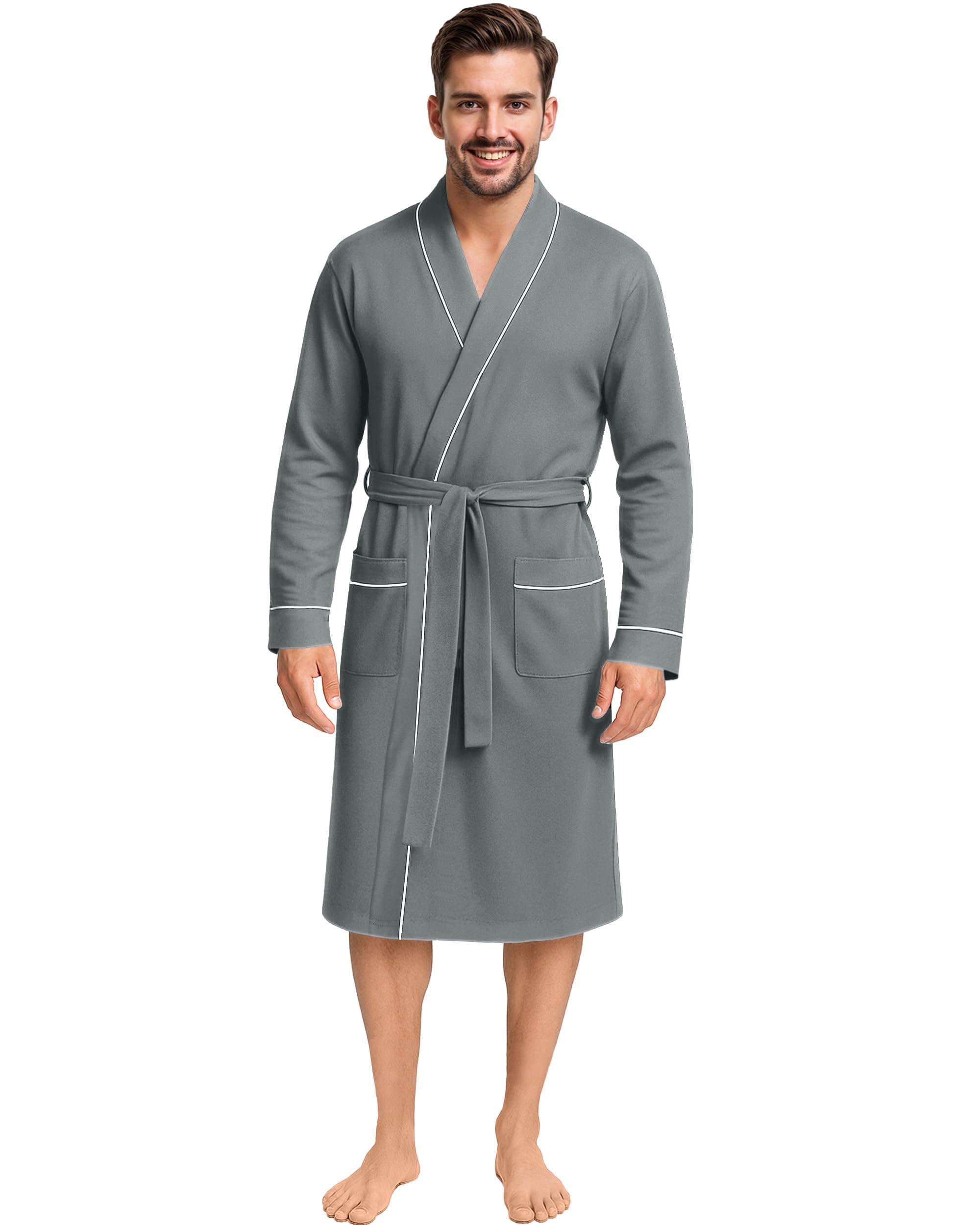 Men's Robe Cotton Blend Knit Bathrobe
