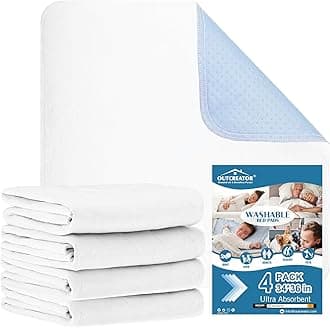 OUTCREATOR® 4Pack Bed Pads for Incontinence Mattress Protector Anti-Slip Waterproof Pads (34" x 36") for Toddlers Kids Adults Pets Pee Pads and Machine Washable Absorbency and Leak Proof Edge (White)