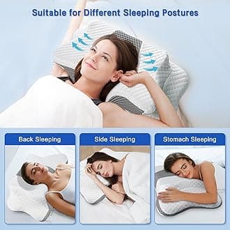 QIUBABYO Pain Relief Cervical Pillow for Neck and Arm Support,Height Adjustable Ergonomic Pillow Cozy Sleeping,Odorless Orthopedic Memory Foam Pillows,Contour Bed Pillow for Side Back Stomach Sleeper