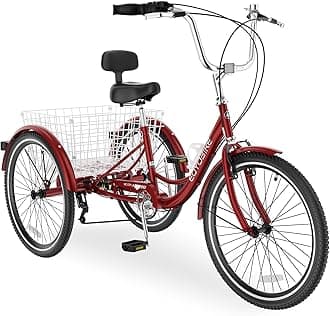 MOONCOOL Adult Tricycles 3 Wheel 7 Speed Trikes, 20/24/26 inch Adult Trikes 3 Wheeled Bike with Basket for Seniors, Women, Men