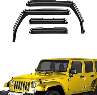 Extra Durable Window Deflectors in-Channel Window Visors Rain Guards Fit for Jeep Wrangler JK 2007-2018, Sun Visors, Wind Vent for Shades, Exterior Car Accessories - 4pcs. AG0263