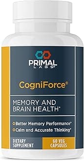 Primal Health CogniForce - Memory & Brain Health - Acetyl L-Carnitine Formula - Better Cognitive Performance - Clarity + Focus + Better Recall + Calm Thinking - Dietary Supplement - 60 Capsules