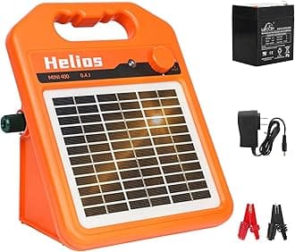 MINI400 30 Miles Solar Electric Fence Charger, 0.4 Joule Solar Electric Fence for Livestock, Horses, Cattle Sheep, Solar Fence Charger with Day or Night Mode, Easy Installation