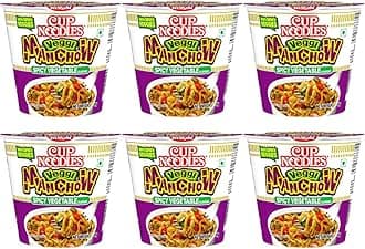 Nissin Cup Noodles Mini Veggie Manchow | Spicy Manchow Flavor with Extra Veggies | Quick & Delicious Snack | 45g (Pack of 6)