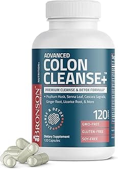 Advance Colon Cleanse Premium Cleanse & Detox Formula with Psyllium Husk, Senna Leaf, Cascara Sagrada, Ginger Root, Licorice Root & More, Non-GMO, 120 Capsules