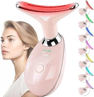 DosetFacial Massager for Face and Neck, Red-Light-Therapy-for-Face and Neck, Face culpting Wand with 7 Color, at-Home Face Tool for Skin Care (Pink)