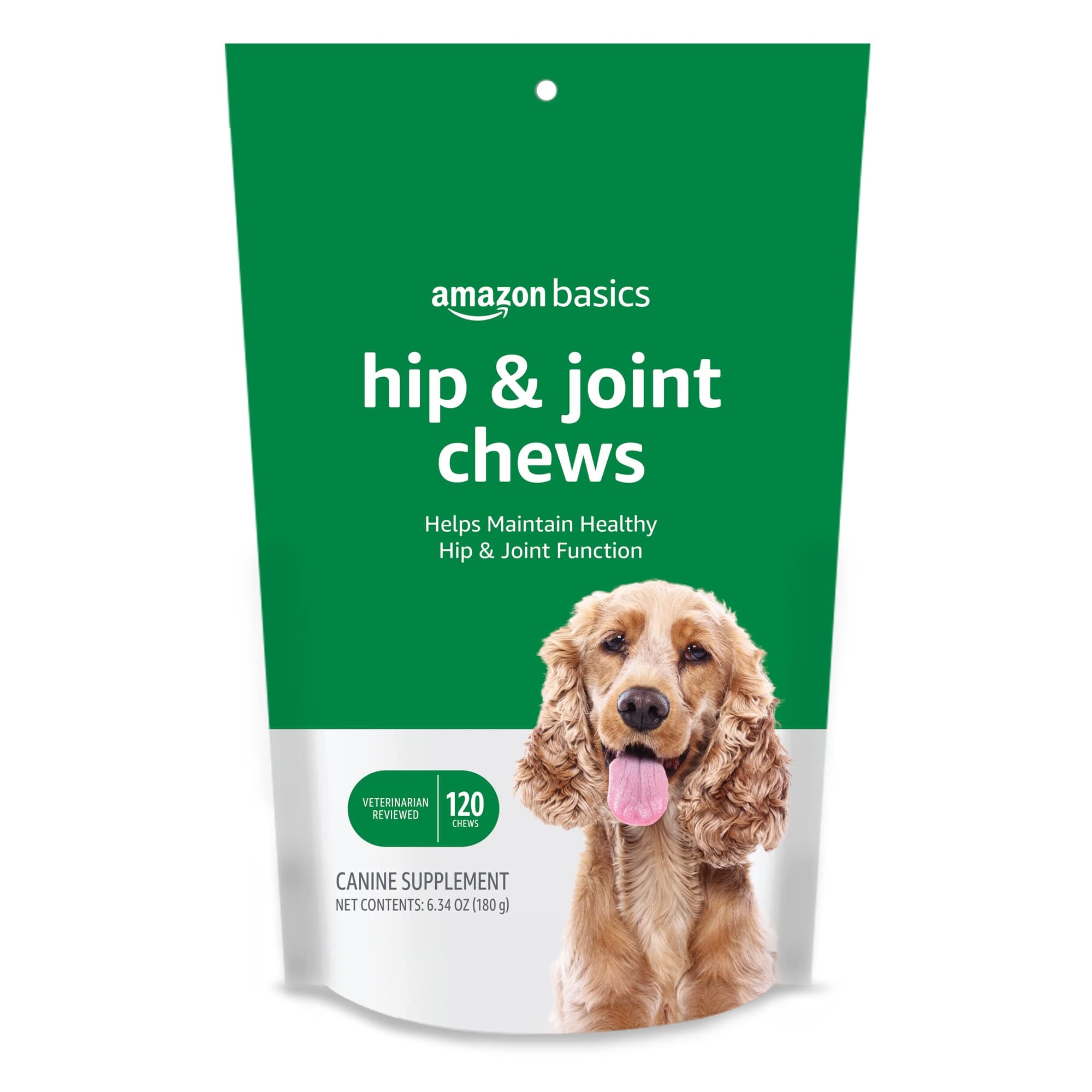 Dog Hip & Joint Daily Supplement Chews with Glucosamine, MSM, and Vitamin C, Duck Flavored, 120 Count (Previously Solimo)