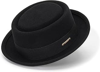 CXQRRMens-Pork-Pie-Hat Flat-Top-Bowler-Hat Wool-Fedora-Hat for Women(S/M)