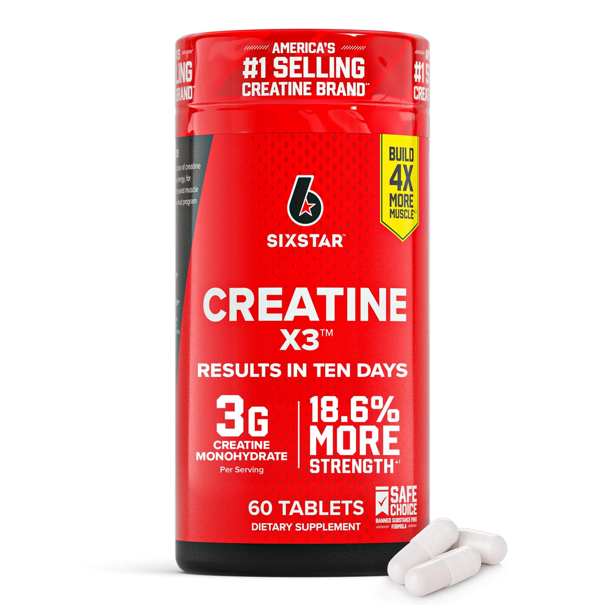 Creatine Pills, X3 (60 Caplets) - Creatine for Women & Men - Creatine Capsules Support Muscle Strength - Pre & Post Workout Creatine Supplement for Muscle Recovery & Building - 20 Servings