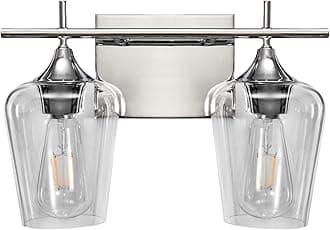 Vanity Lights Fixtures 2 Light Bathroom Light Fixtures, Chrome Bathroom Lighting Fixtures Over Mirror with Clear Glass Shade Modern Vanity Lighting for Bath, Living Room, Bedroom