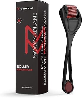 Scalp Hair Roller Black w/Red 540 Stainless Steel Derma Microneedling Roller Face Home Use