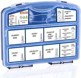 260PCS Hex Head Nuts and Bolts Assortment Kit, 304 Stainless Steel Bolts and Nuts Set 1/4-20, 5/16-18,3/8-16， Assorted Kit and Flat & Spring Lock Washers with Case