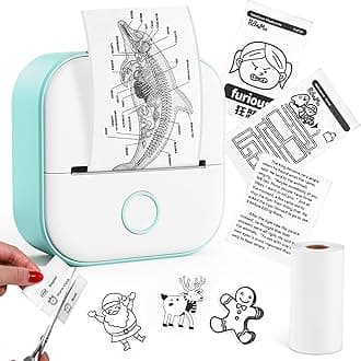 Memoking T02 Thermal Printer, Mobile Mini Printer, Smartphone Compatible, Label Printer, Thermal Printer, For Study, 203 dpi, For Smartphones, Monochrome, Thermal Sensitive Photo Printer, Chargable,