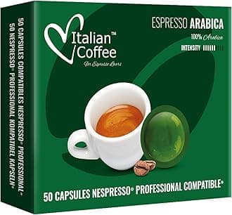 DELICITALY Pure Italian Food Italian Coffee pods compatible with Nespresso PRO Professional machines, Zenius, Gemini And Momento (Pre 2022 models), NOT compatible with Vertuo (Arabica, 50 pods)