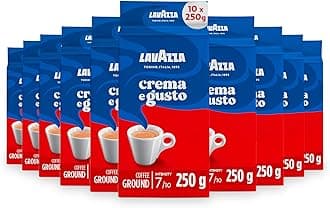 Lavazza Crema e Gusto Classico Ground Coffee, Dark Roast, 250g Each, 10-Pack - Ideal for Moka and Filter