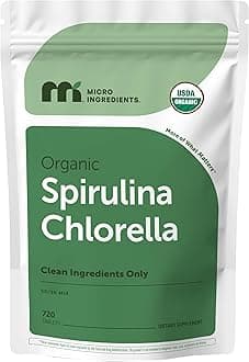 Organic Spirulina Chlorella Tablets, 720 Count | 4 Month Supply | 50/50 Algae Blend | Broken Cell Wall | Non-GMO, Filler Free