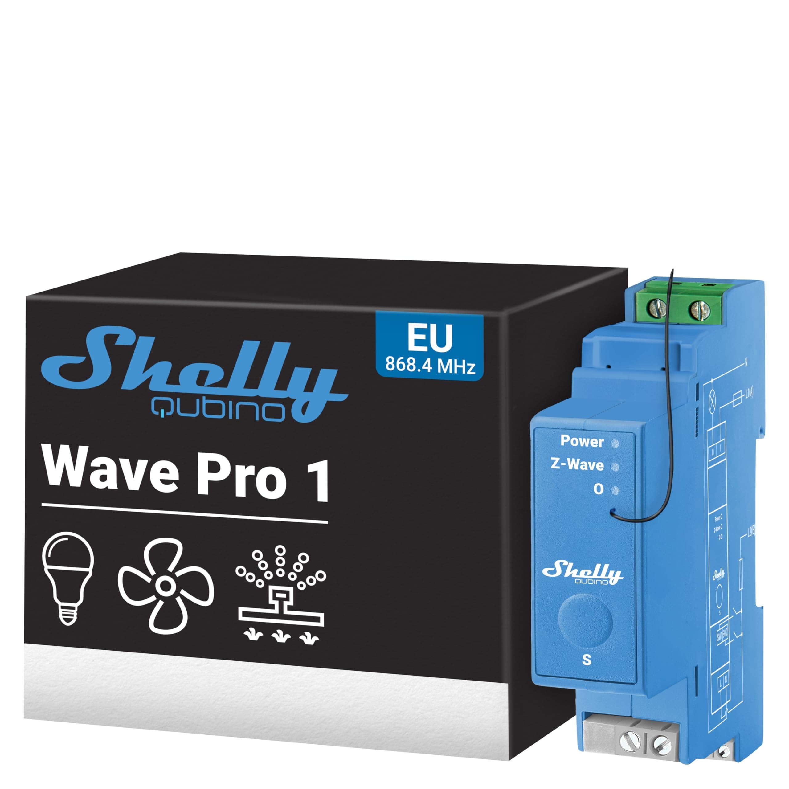 Wave Pro 1, 1-channel Z-Wave Smart Switch with Dry contacts - 16A, Z-Wave S800, DIN-rail mountable, Extended Network Repeater, SmartStart Compatible