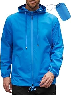 COOFANDYRain Jacket Men Packable Waterproof Raincoat with Hood Lightweight Windbreaker for Hiking Cycling Golf