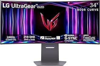 LG 34GS95QE 34-inch Ultragear OLED Curved Gaming Monitor WQHD 1440p 800R 240Hz 0.03ms AMD FreeSync Premium Pro NVIDIA G-Sync HDMI 2.1 DisplayPort Tilt/Height/Swivel Stand Black