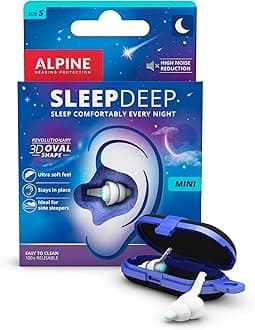 Alpine SleepDeep – Ear Plugs for Sleep - New 3D Oval Shape and Super Soft Reusable Noise Cancelling Ear Plugs - 27dB Noise Reduction - Ideal for Side Sleepers and Block Out Snoring (Small)