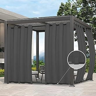 Easy-Going Outdoor Curtains Waterproof Windproof Weatherproof Curtain for Patio, Cabana, Porch, Pergola and Gazebo, Grommet Top and Tab Bottom Drape, 2panels, 54x84 inch, Grey