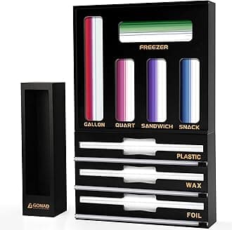 GONAD Storage Bag Organizer - Foil & Plastic Wrap Organizer with Cutter, Kitchen Storage Compatible with Gallon, Quart, Sandwich, Snack Bags & Aluminum Foil & Wax Paper, BLACK