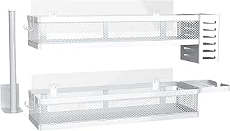 PUSDON Metal Wall Hanging Basket 2 Packs DIY Suitable for Multiple Scenes - Large White Netting Set