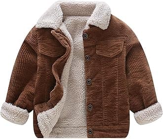 Toddler Boy Winter Thick Corduroy Coat Baby Boys Sherpa Lined Jacket Outwear