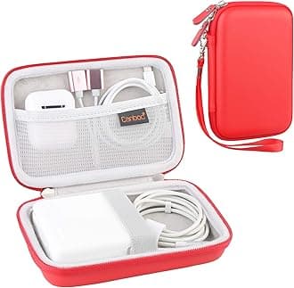 Carrying Case for MacBook Air Pro Charger MagSafe/MagSafe 2 Power Adapter, iPhone 14/14 Pro MagSafe Charger, USB C Hub, Type C Hub, USB Multiport Adapter, Hard Shockproof Bag, Red