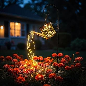 Solar Garden Lights Outdoor Decoration, Metal Solar Watering Can Lights Outdoor Waterproof, Small Patio Light Yard Lawn Pathway Decor, Gardening Gifts for Women Mom Grandma