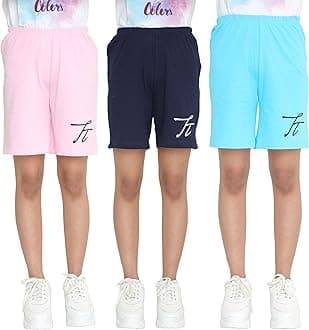 TotzTouch Shorts for Kids Girls Pack of 3 | Summer Cotton Shorts| Kids Casual Cycling Shorts