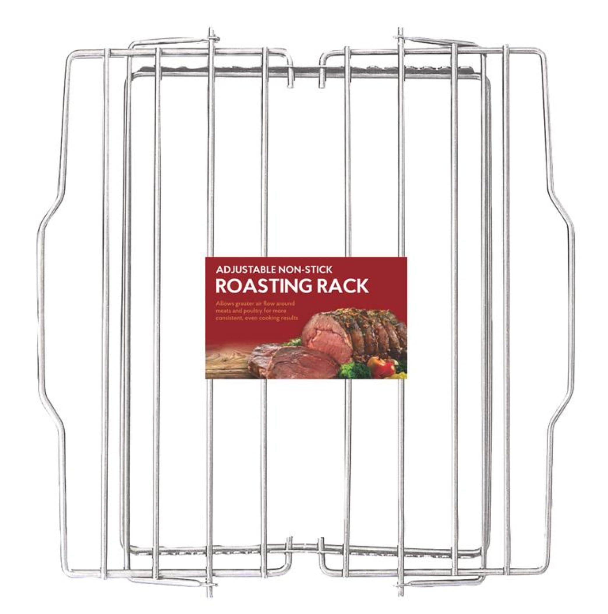HIC Kitchen Roasting Adjustable Baking Rack, Chrome-Plated Steel, Adjusts to 7 Different Positions, 11.5 x 10.5 x 0.5-Inches