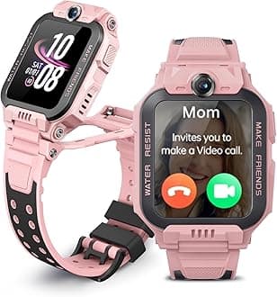 Z1 Kids Smartwatch Phone, 4G Video & Calls and GPS Tracking with Real-Time Location Smart Watch, IPX8 Waterproof, Long Battery Life, Class Mode and Stranger Rejection (Z7,Pink)