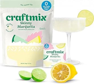 Skinny Margarita Cocktail Mixers - Makes 12 Drinks - Zero Sugar, Zero Net Carbs, Zero Calories Mocktail Drink Mixers - Real Fruit - Vegan, Non-GMO, Dairy Free, Gluten Free