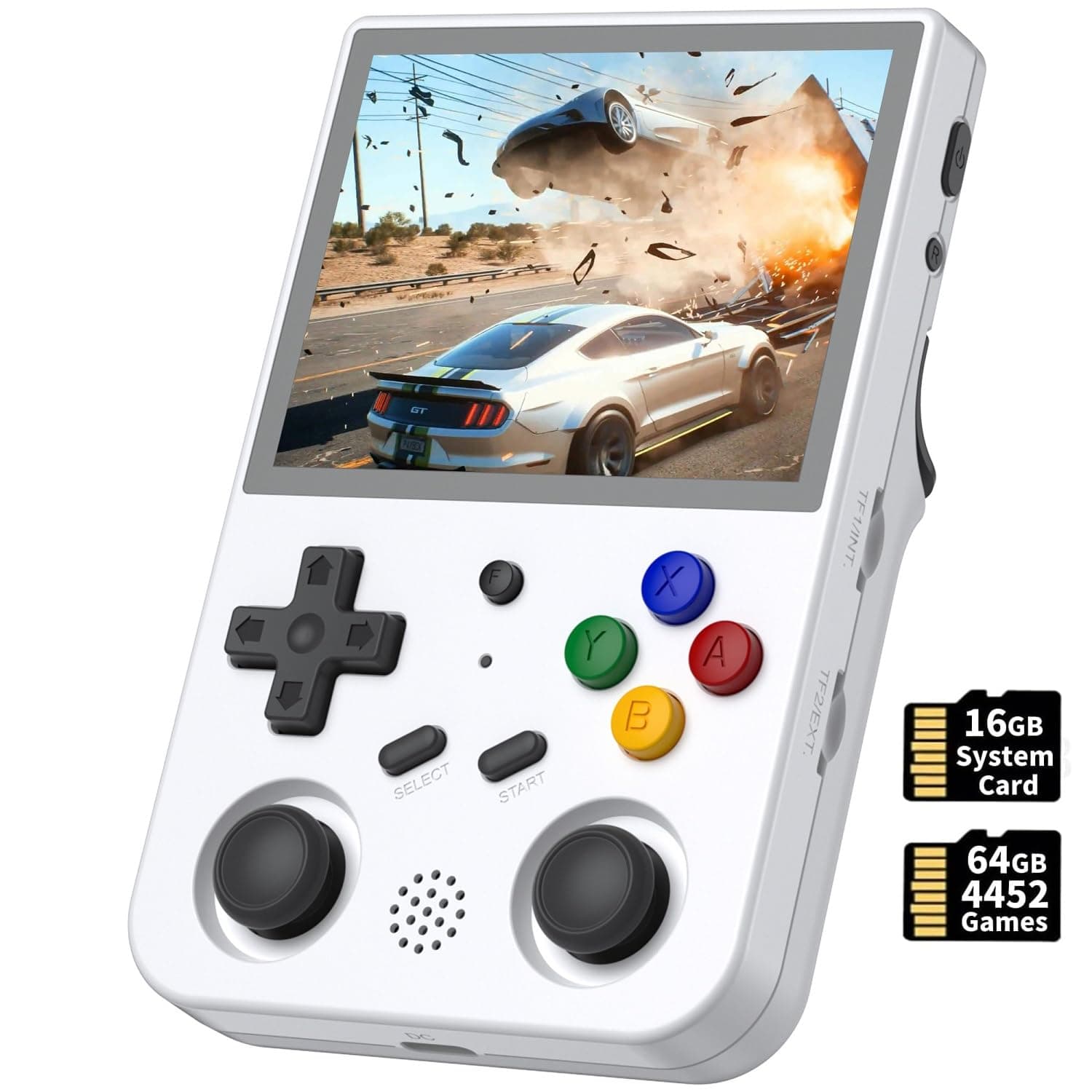 ANBERNICRG353V Handheld Game Console Support Dual OS Android 11+ Linux, 5G WiFi 4.2 Bluetooth RK3566 64BIT 64G TF Card 4450 Classic Games 3.5 Inch IPS Screen 3500mAh Battery (RG353V White)