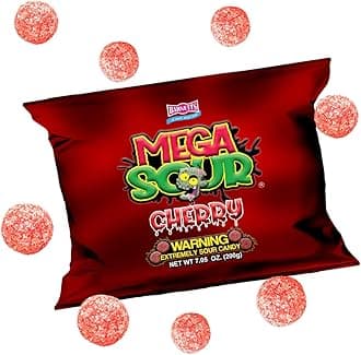 Barnetts - Mega Sour Candy Cherry 200g - Trendy Sweet Bags - Traditionally Handmade Sweets - Sour Coating Lasts 20 Seconds - Candies for Party Bag, Gift Hamper, or Hamper Box