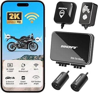 K7 Motorcycle Dash Cam, 2K + 2K Front and Rear Camera with EIS Anti-Shake, Motorcycle DashCam with 24hr Sentry Mode, Emerg Auto Save GPS, App Connect, IP67 Waterproof, Max Support 512 GB
