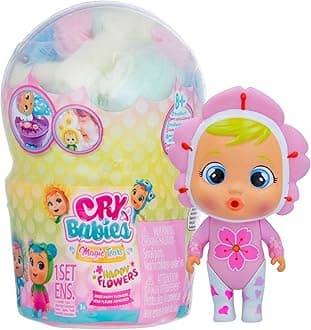 Cry Babies Magic Tears Happy Flowers | 9 Surprises Open Box Mystery Dolls for Girls and Kids Ages 3+
