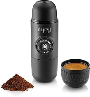 Minipresso GR, Portable Espresso Machine, Compatible Ground Coffee, Hand Coffee Maker, Travel Gadgets, Manually Operated, Perfect for Camping, Hiking