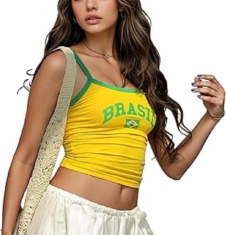 Tank Tops Y2k Brazil Jersey Brazil Shirt Y2k Top Mexico Crop Jersey 2000s Summer Going Out Tops