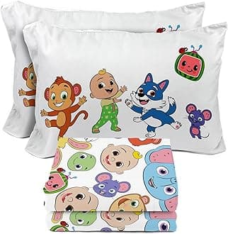 Sunny Side Up CoComelon Full Size Sheeet Set - 4 Piece Kids Animals Bedding Set Includes Pillow Cover - Super Soft Microfiber Sheets