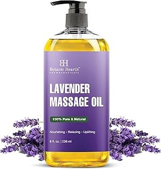 Botanic Hearth Massage Oil |Refreshing, Relaxing Massage Oils for Muscle Relaxing & Joint Comfort | Made with Natural Oils | for All Skin Types, for Men & Women | Lavender Oil 8 Fl Oz