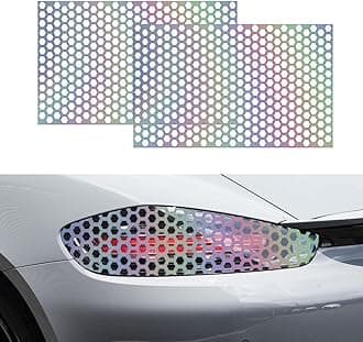2PCS Car Rear Tail Light Lamp Stickers Honeycomb Type Decal, 18.9"×11.8" Car DIY Self Adhesive Tint Film Sheet Universal for Car Rear Tail Light Headlamp Taillight Cover Trim (Colored)